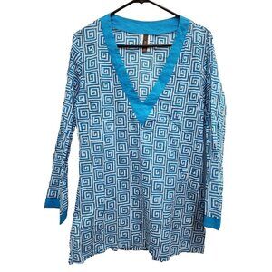 Kenneth Cole Reaction Womens‎ Swimsuit Cover Up Top Small Blue Flare Sleeve